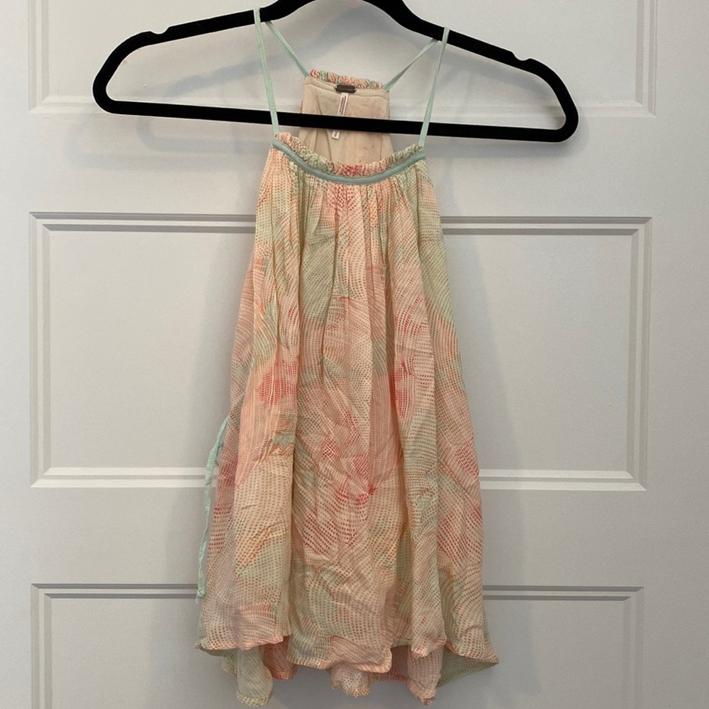 FREE PEOPLE — Printed Lace Up Tank